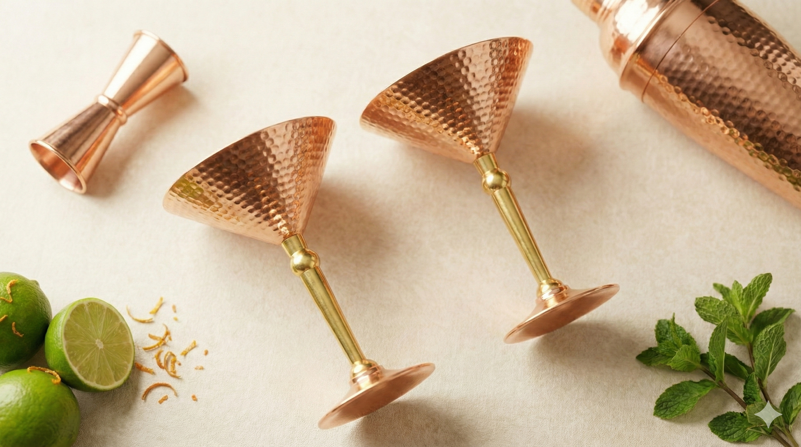 Martini Glass - Copper - Hammered Finish Copper product view 4 - Viviana London artisan collection