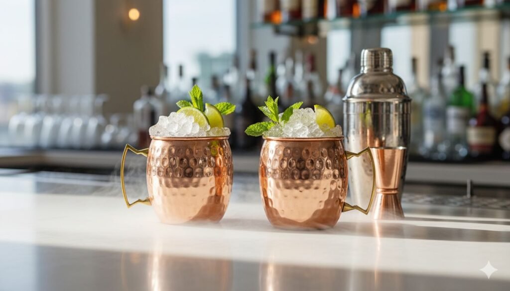 handmade copper moscow mule mugs for bars